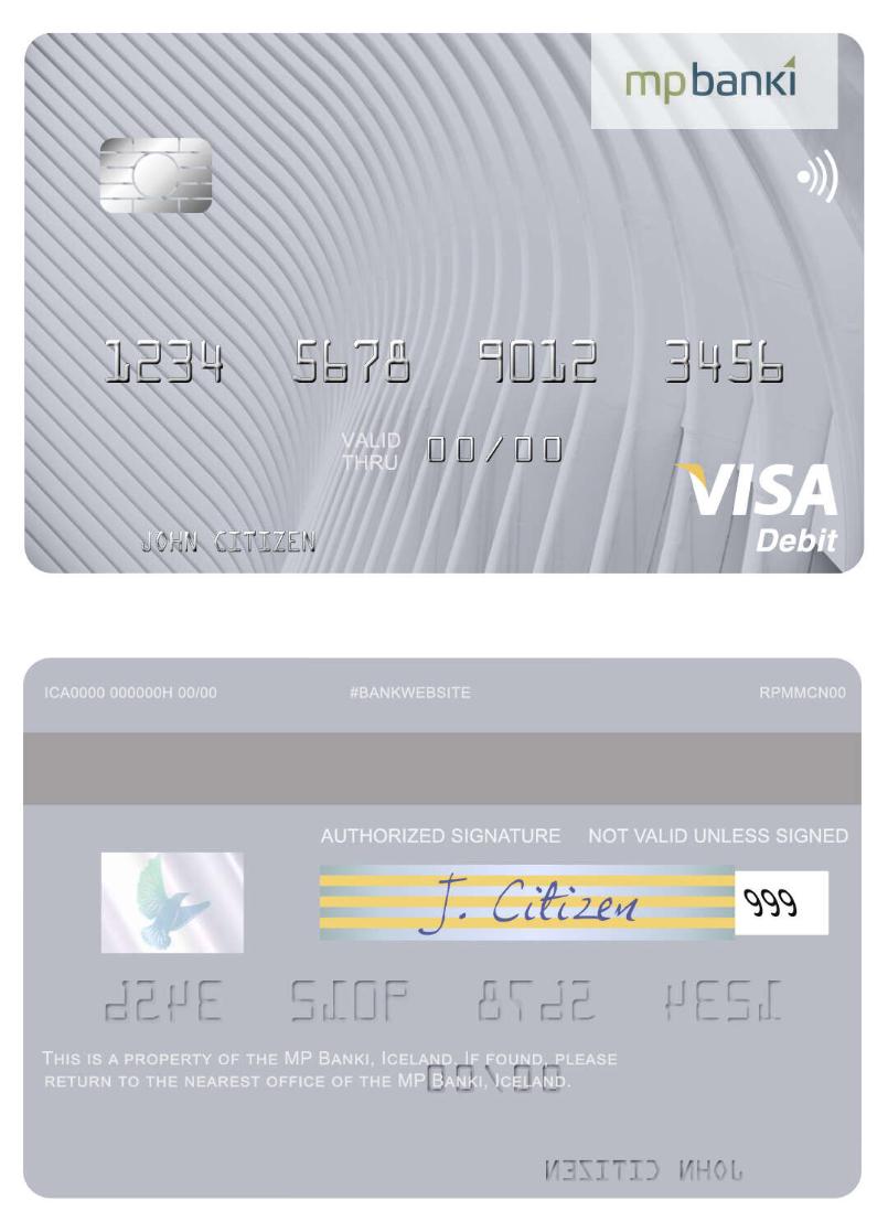 Iceland MP Banki visa debit card